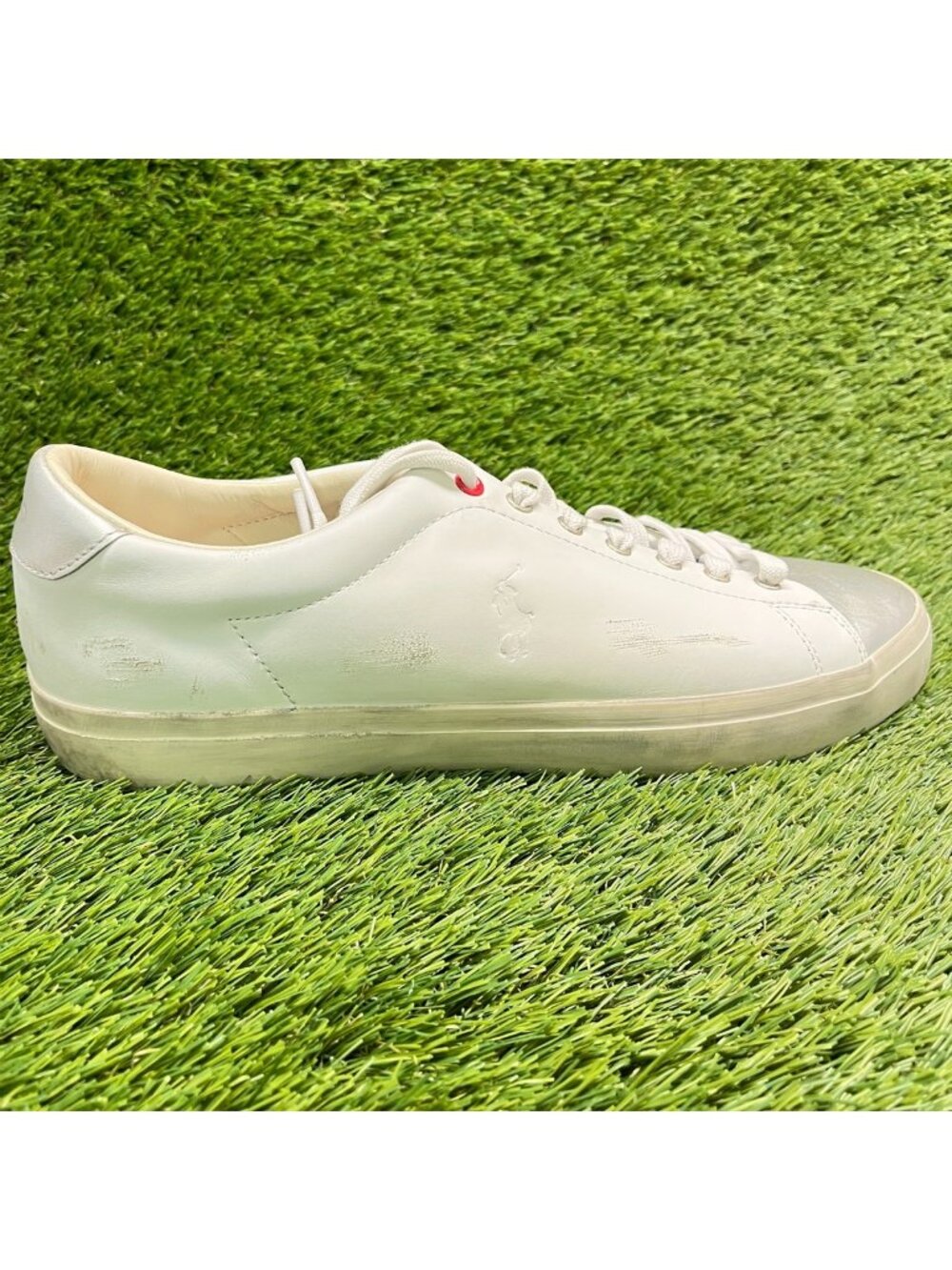 Polo Ralph Lauren Longwood Mens Size 11 White Athletic Leather Shoes Sneakers